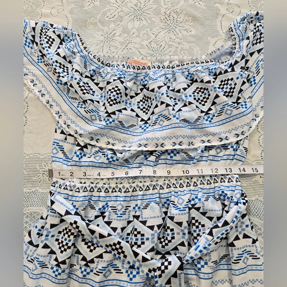 Flying Tomato Elegant Blue and White Patterned Dress Sz Medium - Picture 4 of 7